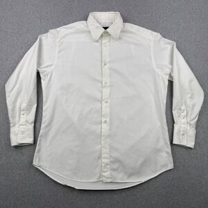Z Zegna Dress Shirt Mens 17 43 White Long Sleeve Button Up Work 100% Cotton